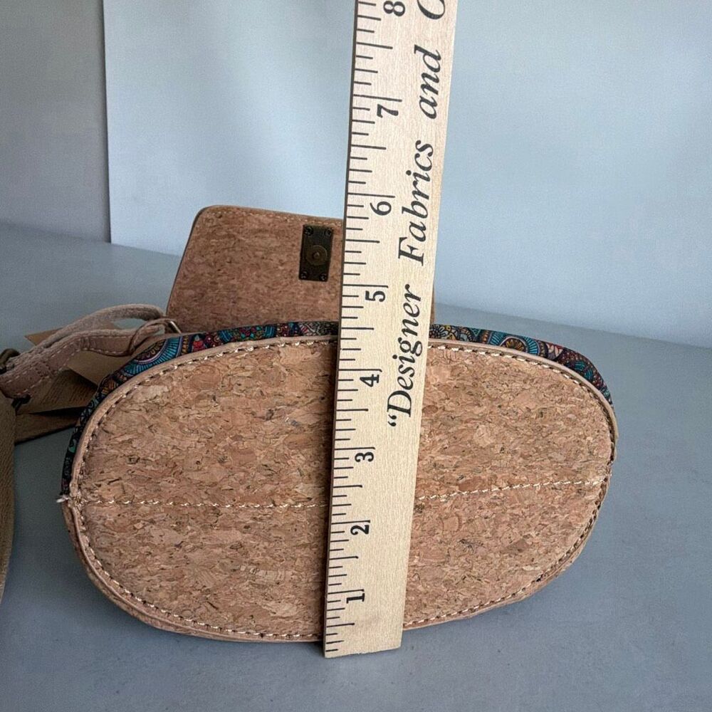 Natural Cork Crossbody Bag Portugal Boho Mandala Vegan Small Shoulder Purse New - Picture 9 of 13